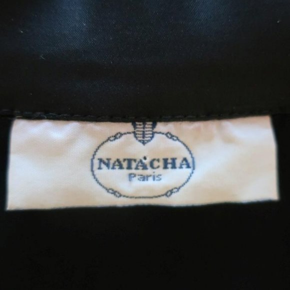 WOMENS NATACHA PARIS BLACK SATIN BUTTON BLOUSE TOP S * - Picture 4 of 4